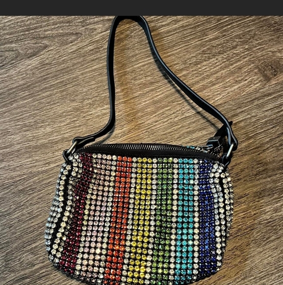 Kurt Geiger Rare Limited Edition Rainbow Crystal Shoulder Bag With Dustcover - Picture 8 of 15